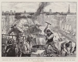 Preparando-se para a exposição de Paris de 1900, vista das operações de construção do lado norte do Sena